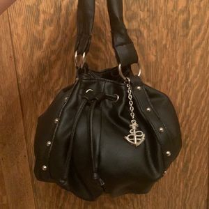Gothic bucket bag vegan faux leather Y2K